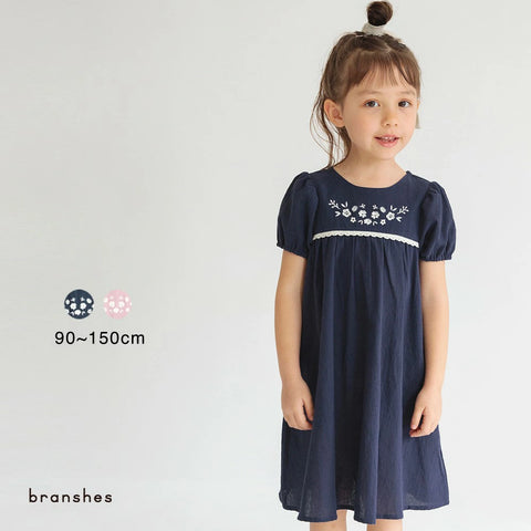 日本童裝 Branshes 繡花連身裙 90-150cm 女童款 夏季 DRESSES