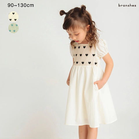 日本童裝 Branshes 心型鉤針刺繡連身裙 90-130cm 女童款 夏季 DRESSES