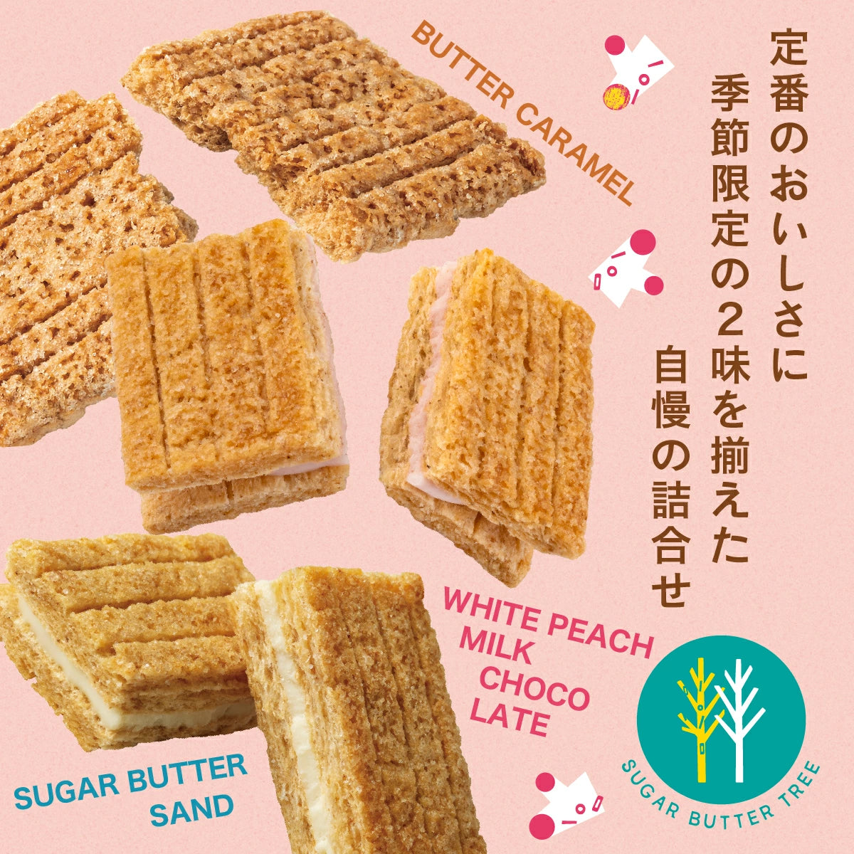 日本直送 SUGAR BUTTER TREE 焦糖餅乾+原味+白桃奶油夾心酥餅 33/46/57個入 中秋節/萬聖節 限定手信
