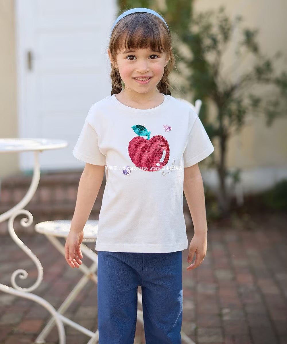 Japanese children's clothing aF#a325 sequined short-sleeved top 100-150cm girls summer TOPS