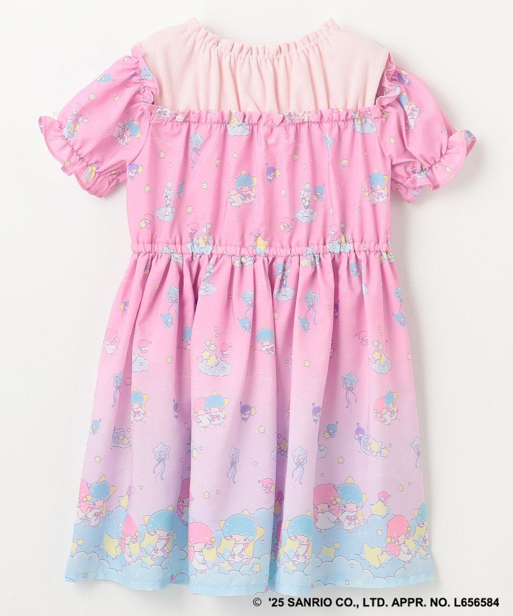 Japanese children's clothing aF#a325 Little Twin Stars off-the-shoulder patchwork dress 100-140cm girls summer dresses