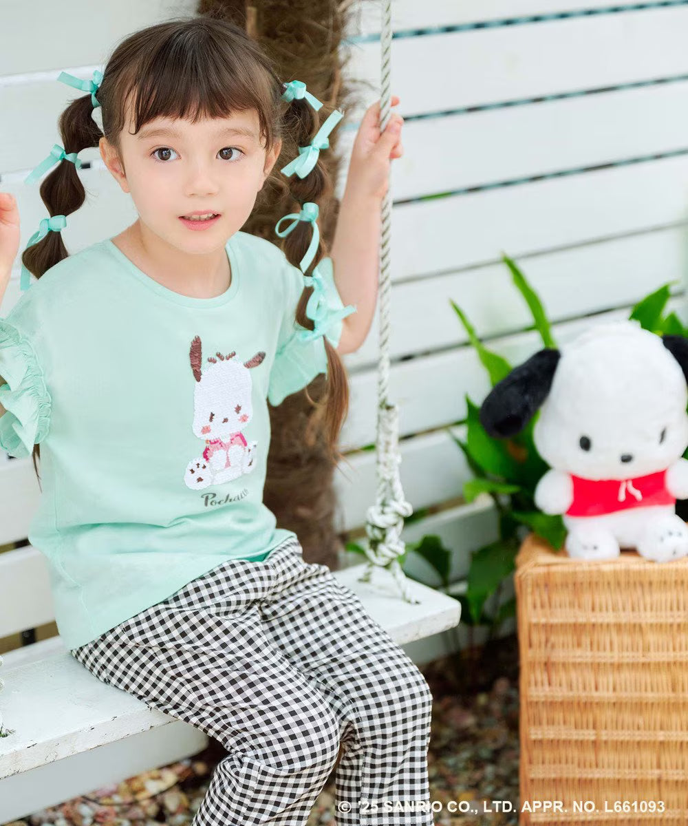 Japanese children's clothing aF#a325 x Sanrio sequin pattern top 100-150cm girls summer TOPS