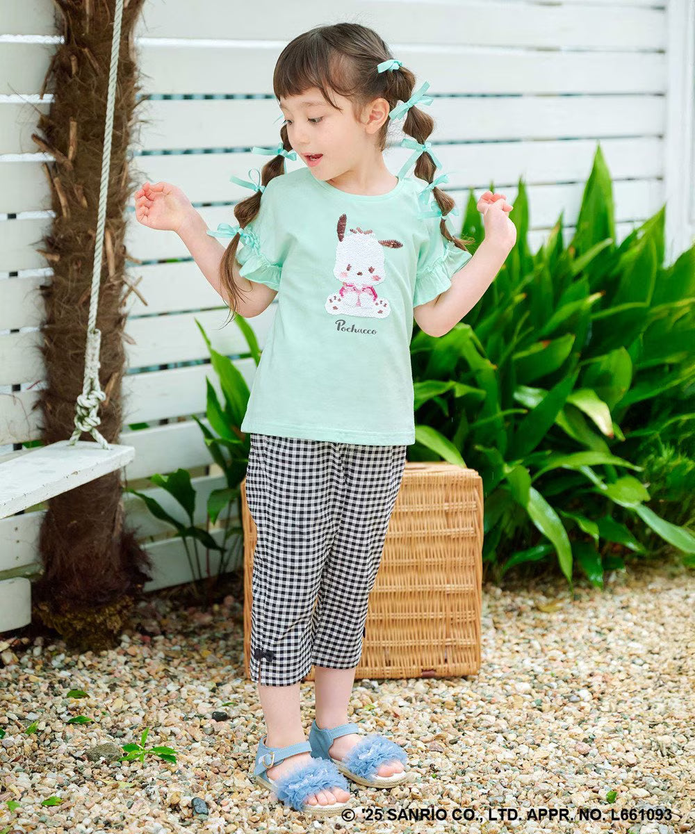Japanese children's clothing aF#a325 x Sanrio sequin pattern top 100-150cm girls summer TOPS