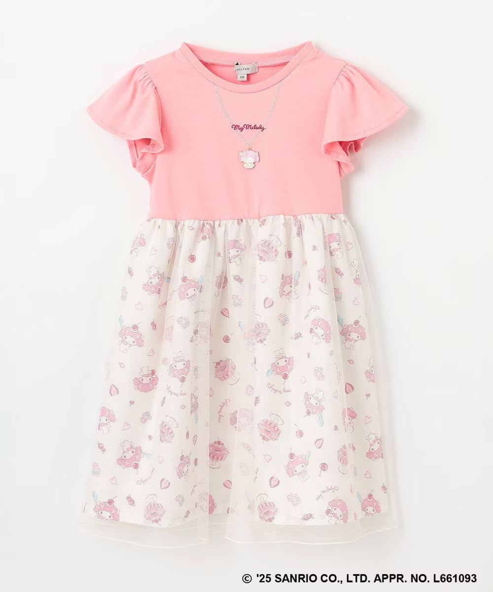 Japanese children's clothing aF#a325 x Sanrio necklace pattern dress 100-150cm girls summer dresses