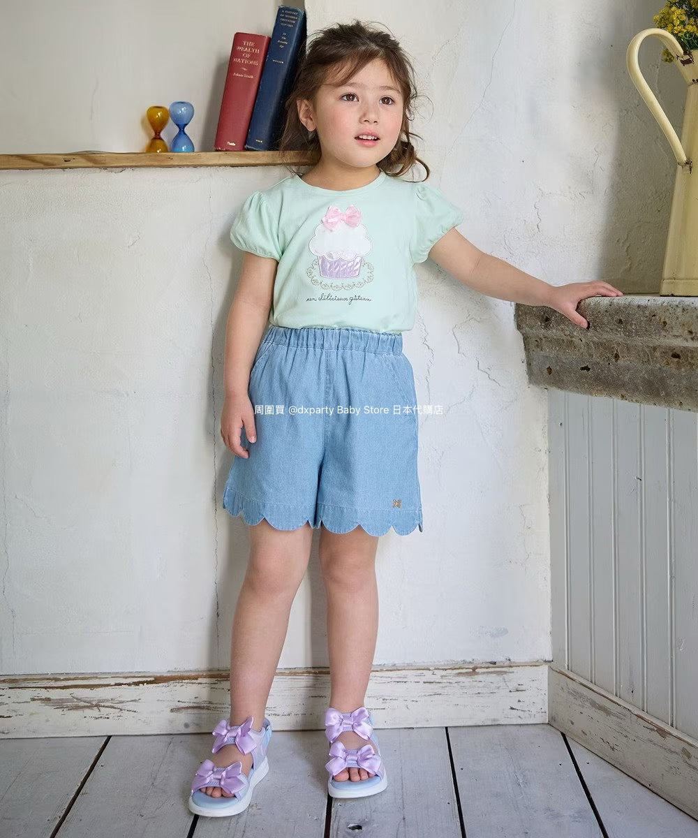 Japanese children's clothing aF#a325 scalloped hem shorts 100-160cm girls summer PANTS