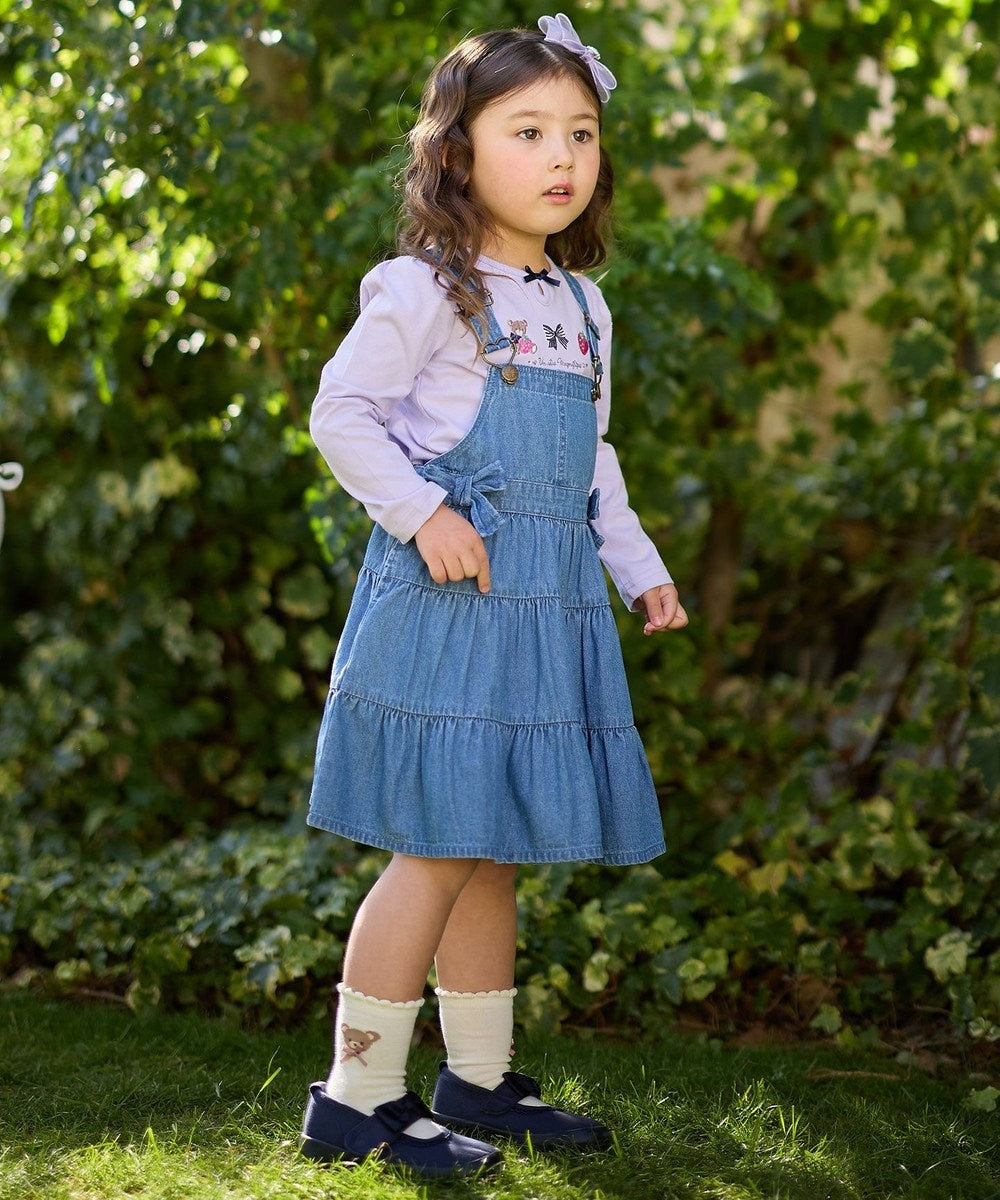 Japanese children's clothing aF#a325 cute embroidery pattern top 110-160cm girls summer TOPS