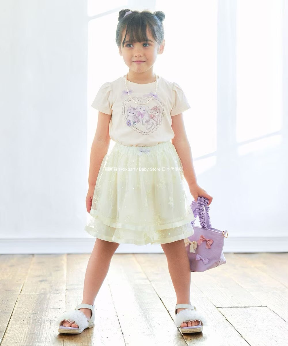 Japanese children's clothing aF#a325 bow tulle short skirt 110-150cm girls summer dresses