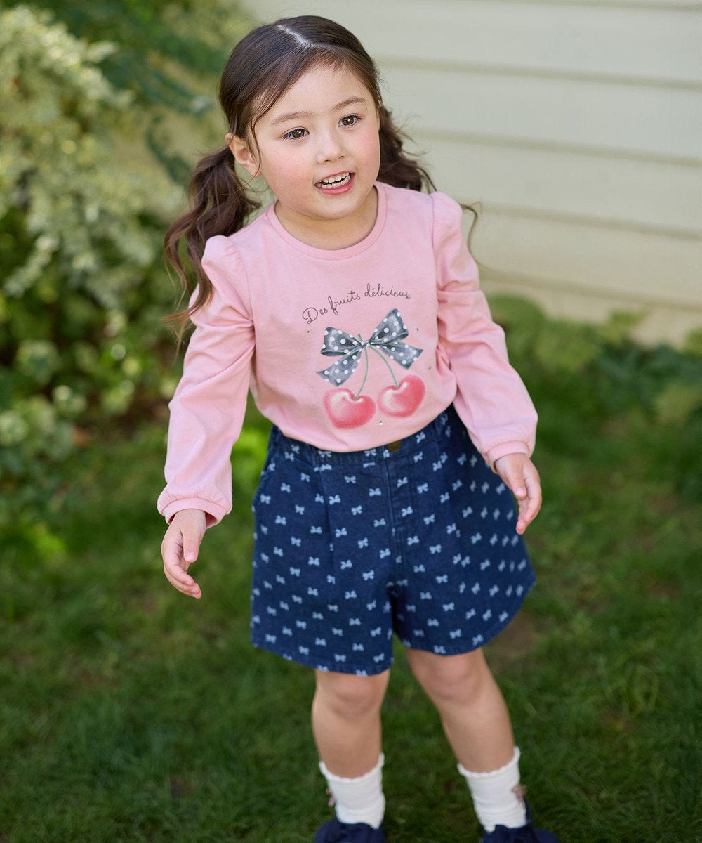 Japanese children's clothing aF#a325 denim pleated shorts 110-160cm girls summer PANTS