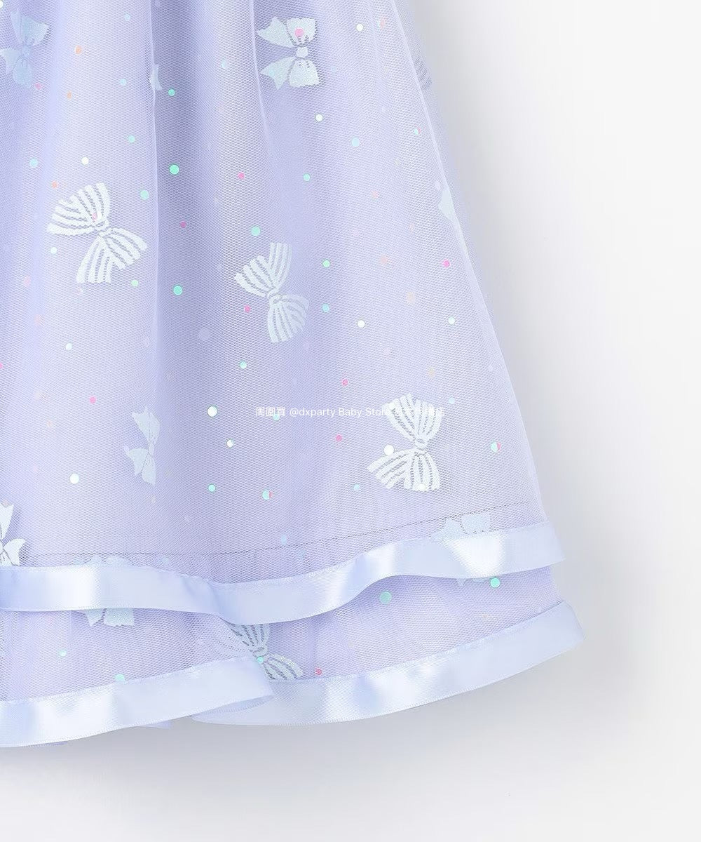 Japanese children's clothing aF#a325 bow tulle short skirt 110-150cm girls summer dresses