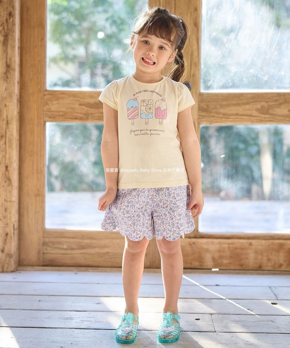Japanese children's clothing aF#a325 scalloped hem shorts 100-160cm girls summer PANTS