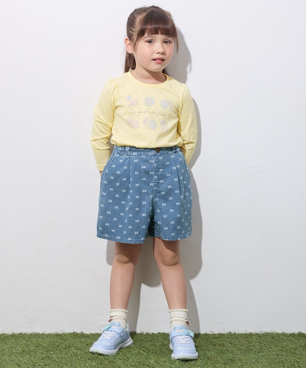 Japanese children's clothing aF#a325 denim pleated shorts 110-160cm girls summer PANTS