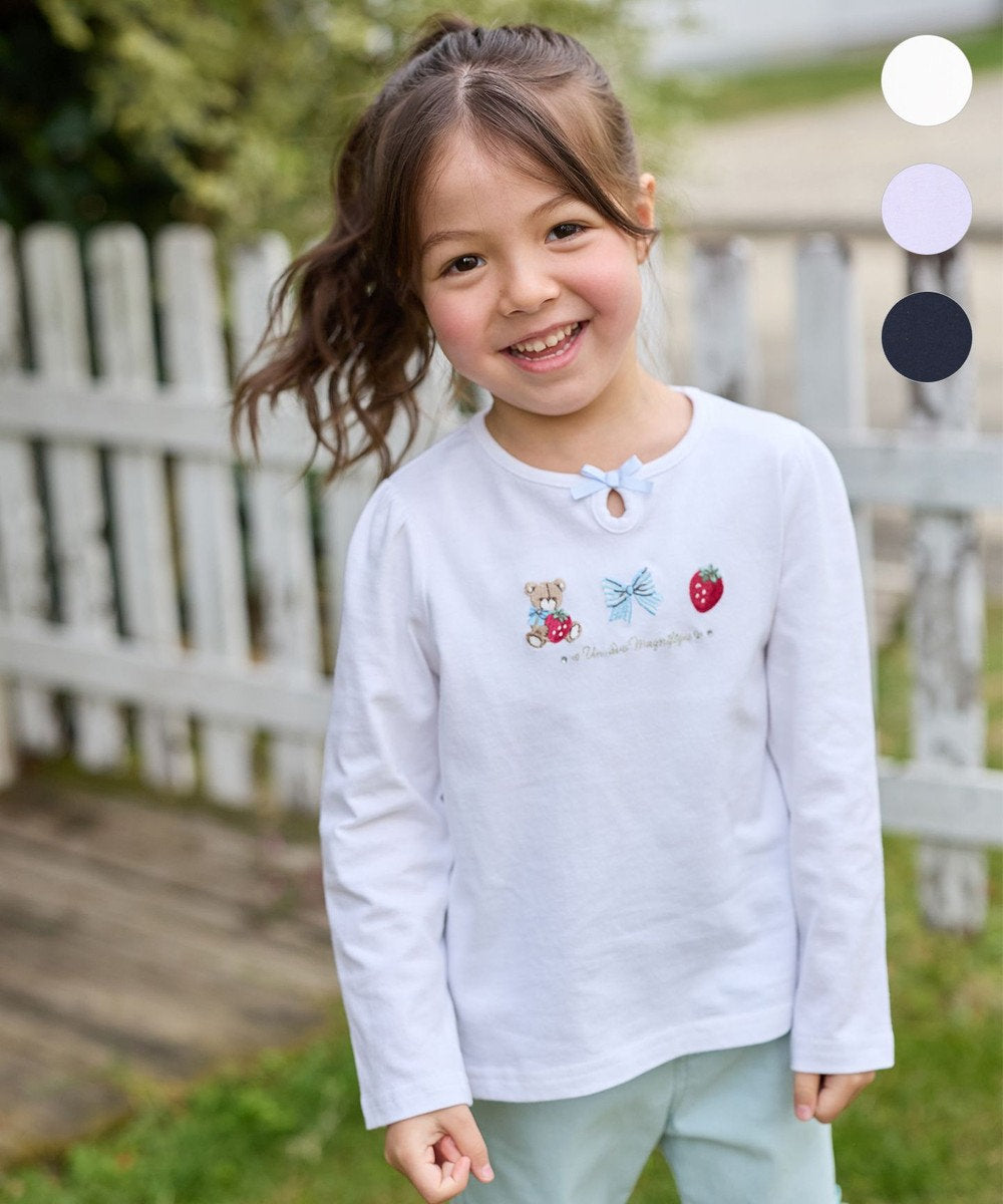 Japanese children's clothing aF#a325 cute embroidery pattern top 110-160cm girls summer TOPS