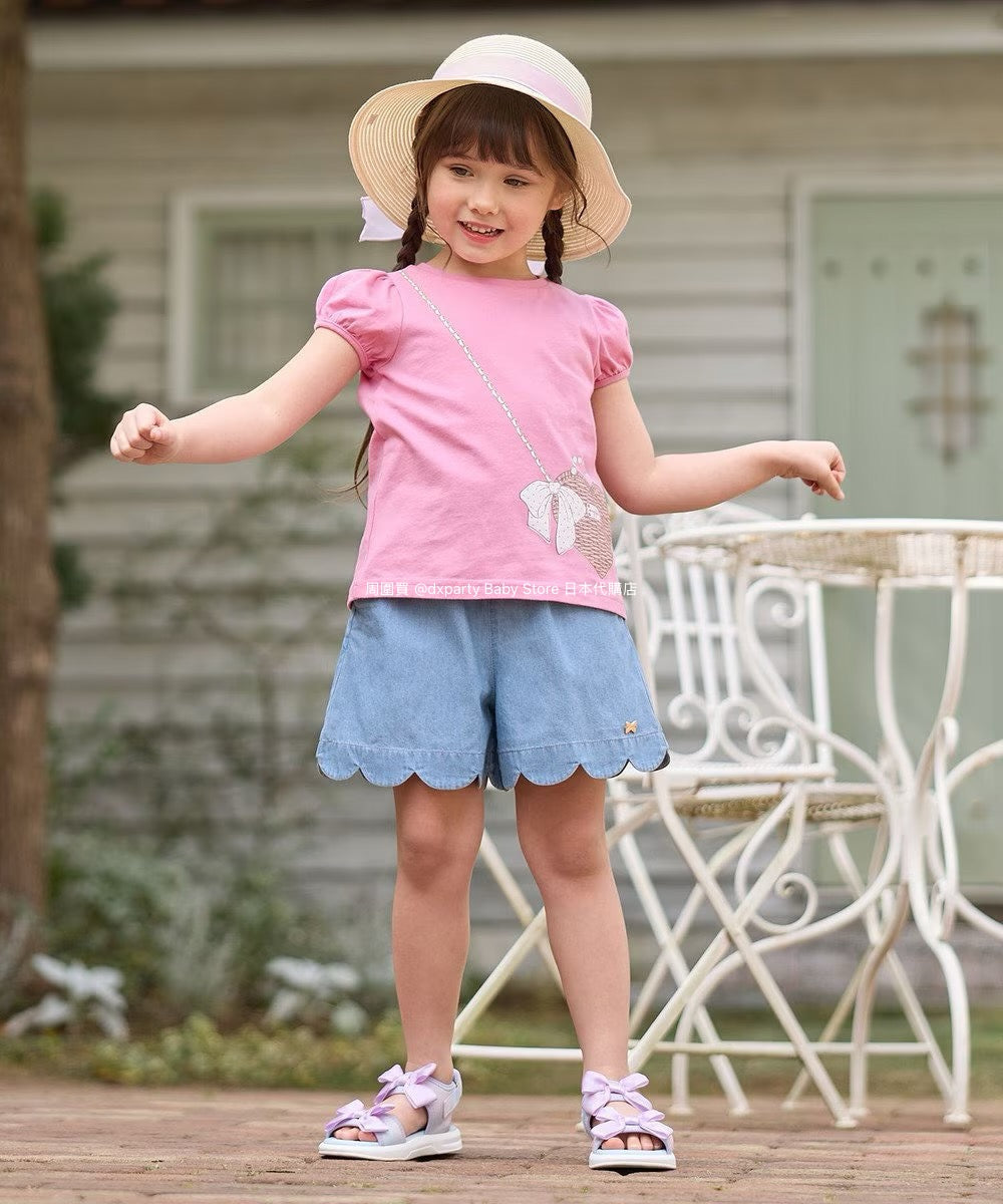 Japanese children's clothing aF#a325 printed short-sleeved top 90-160cm girls summer TOPS