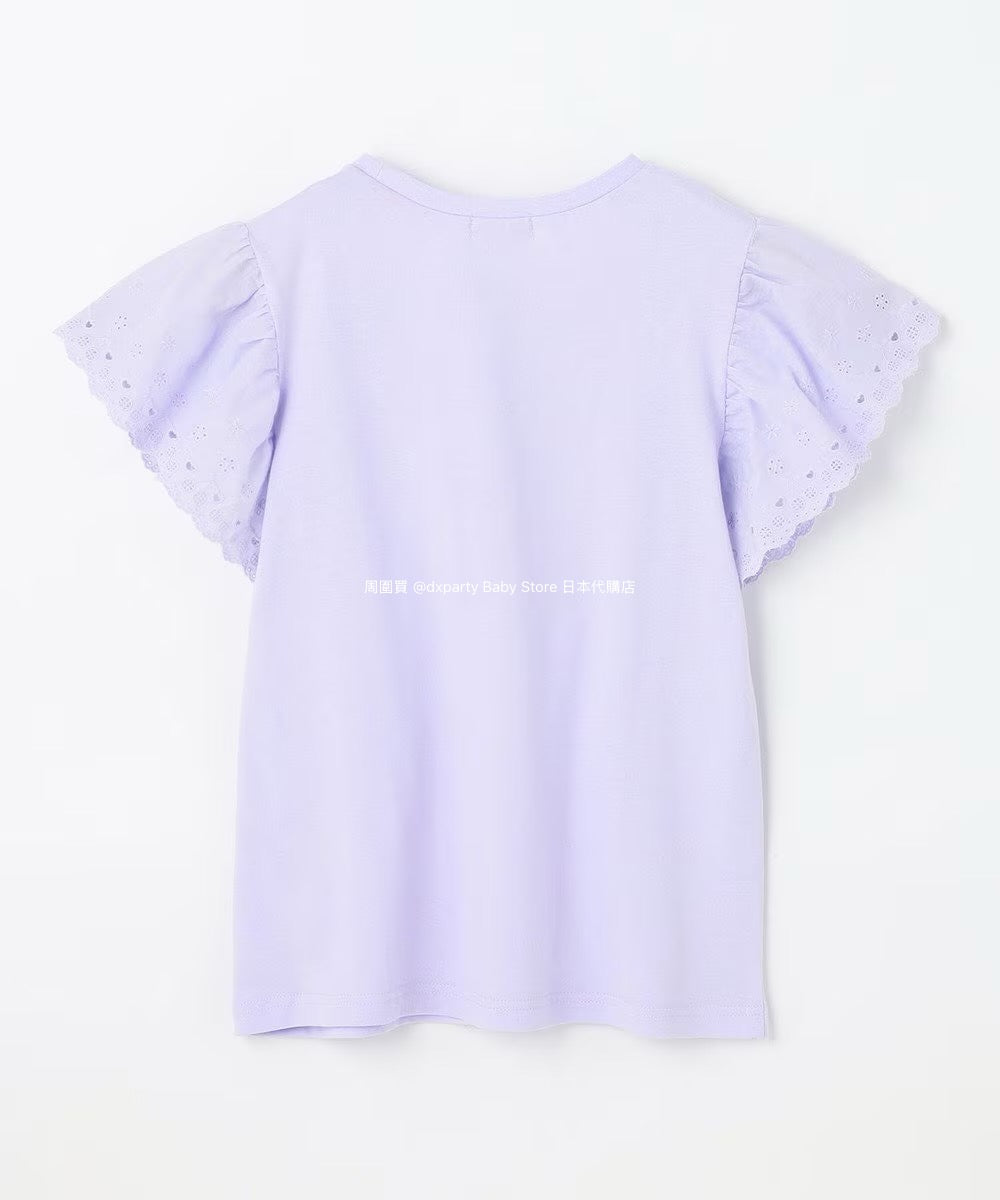 Japanese children's clothing aF#a325 lace sleeve cake print short-sleeved top 90-160cm girls summer TOPS