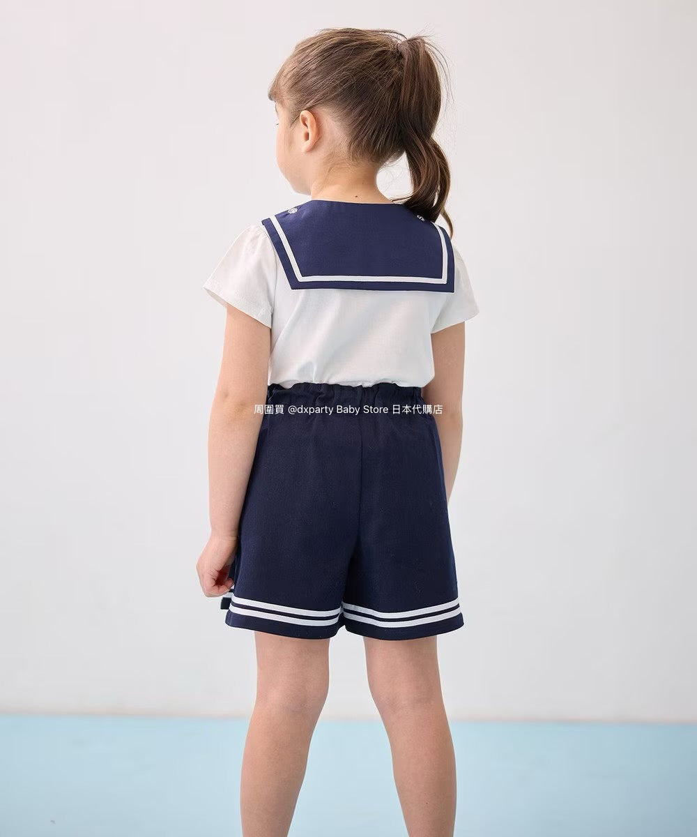 Japanese children's clothing aF#a325 sailor collar top 110-160cm girls summer TOPS