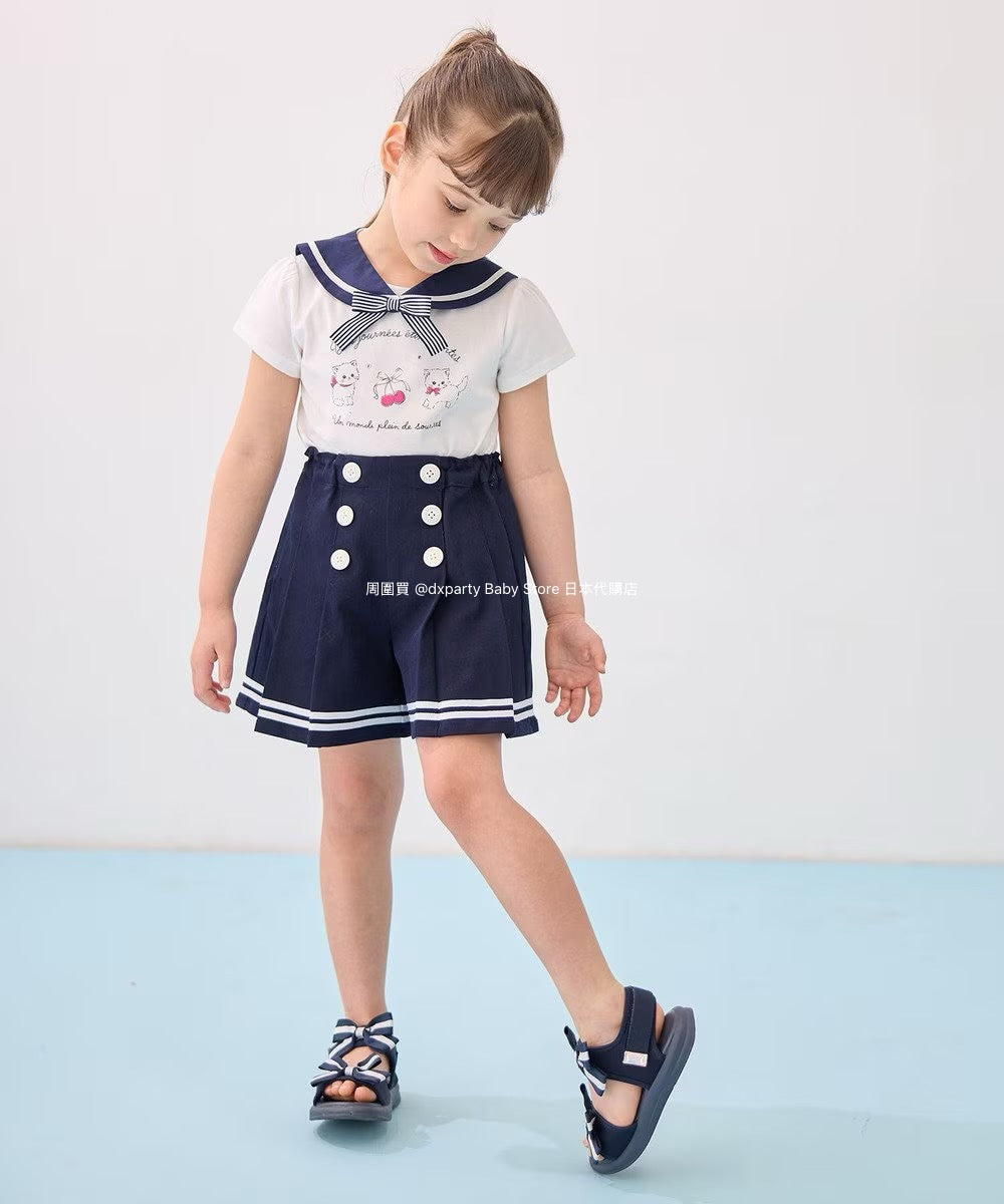 Japanese children's clothing aF#a325 sailor collar top 110-160cm girls summer TOPS