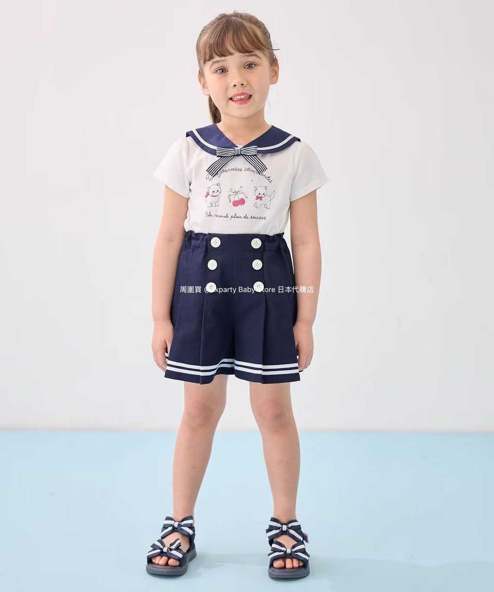 Japanese children's clothing aF#a325 sailor collar top 110-160cm girls summer TOPS