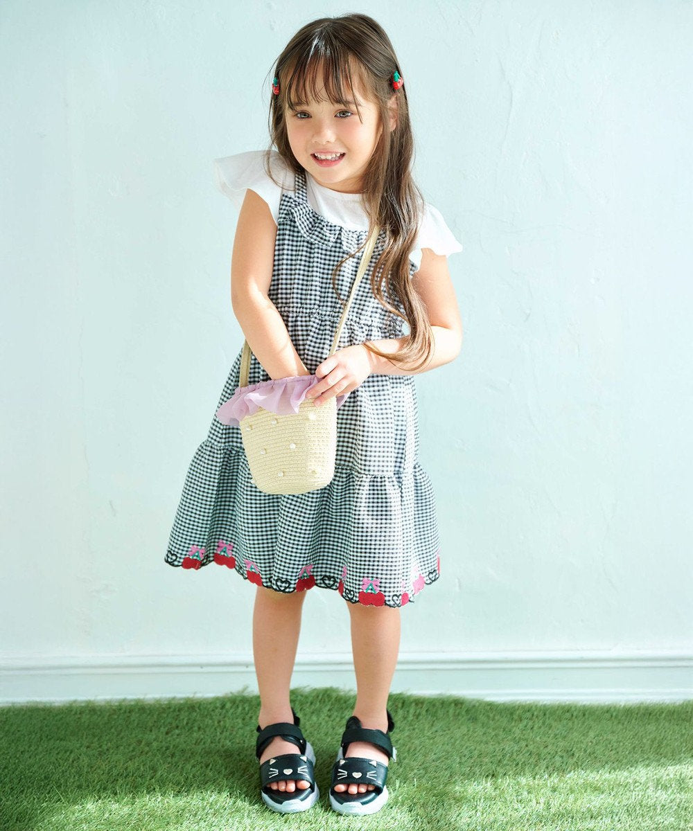 Japanese children's clothing aF#a325 Fake two-piece cherry dress 100-150cm girls summer dresses