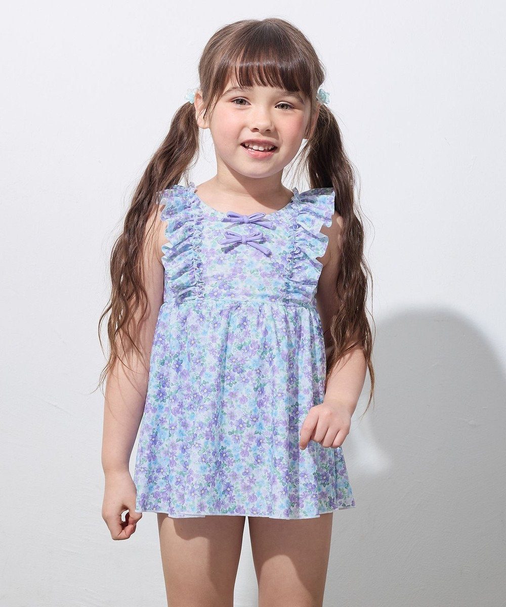 Japanese children's clothing aF#a325 UV protection floral swimsuit two-piece set 100-140cm girls summer play swimsuit special edition