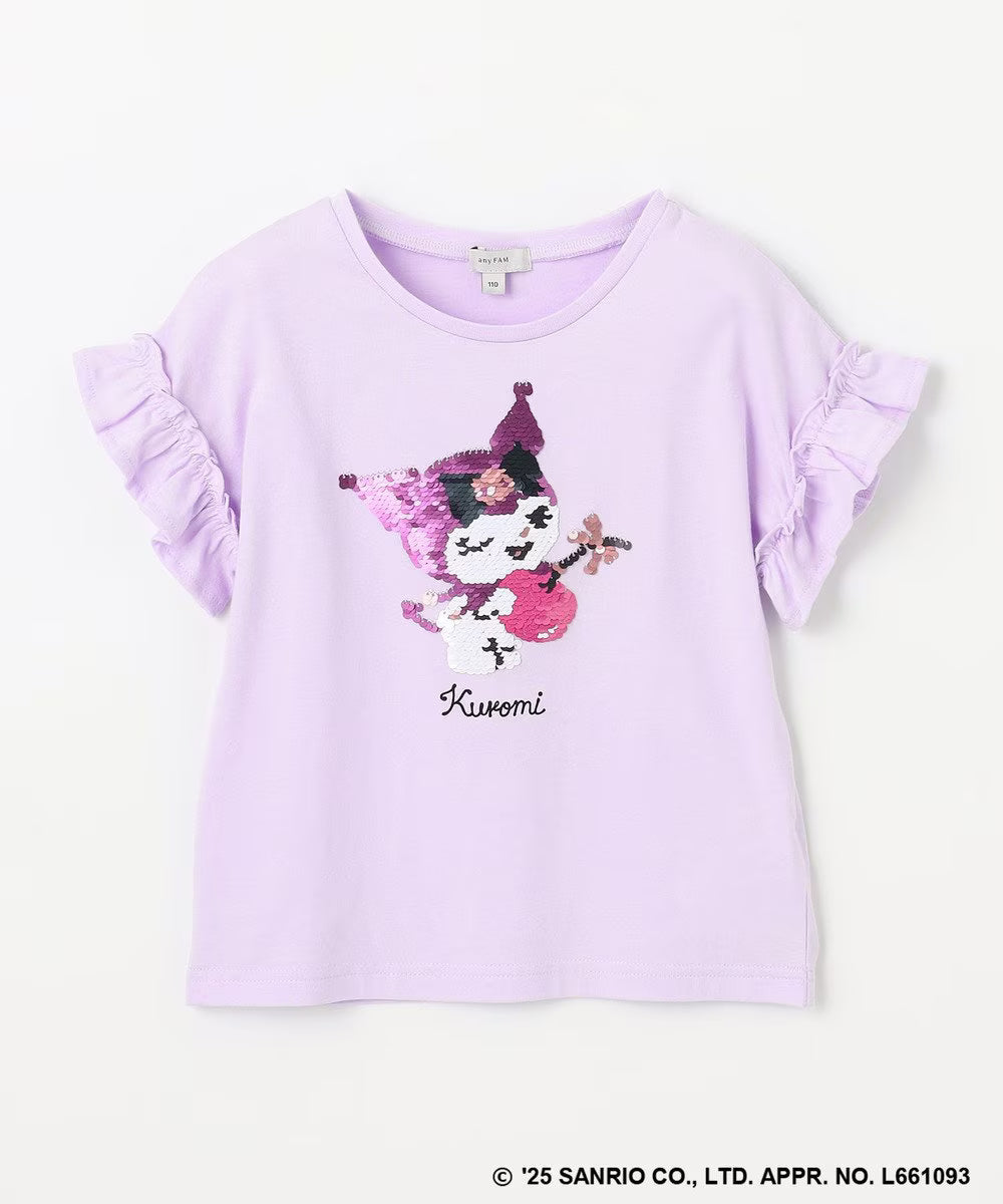 Japanese children's clothing aF#a325 x Sanrio sequin pattern top 100-150cm girls summer TOPS