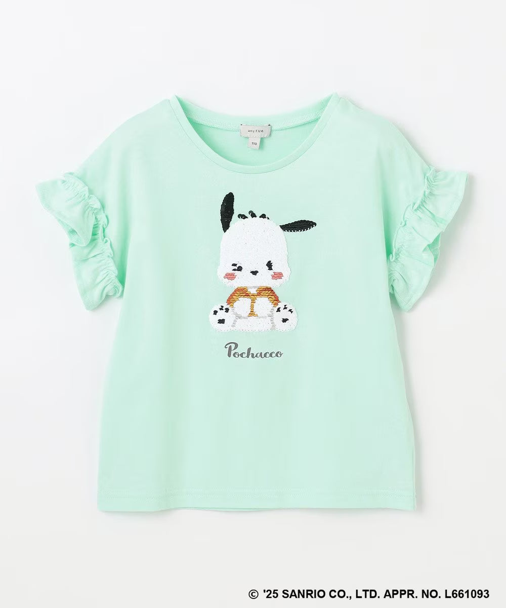Japanese children's clothing aF#a325 x Sanrio sequin pattern top 100-150cm girls summer TOPS