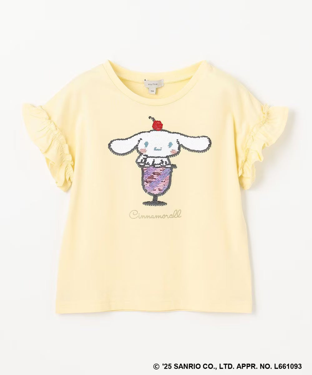 Japanese children's clothing aF#a325 x Sanrio sequin pattern top 100-150cm girls summer TOPS