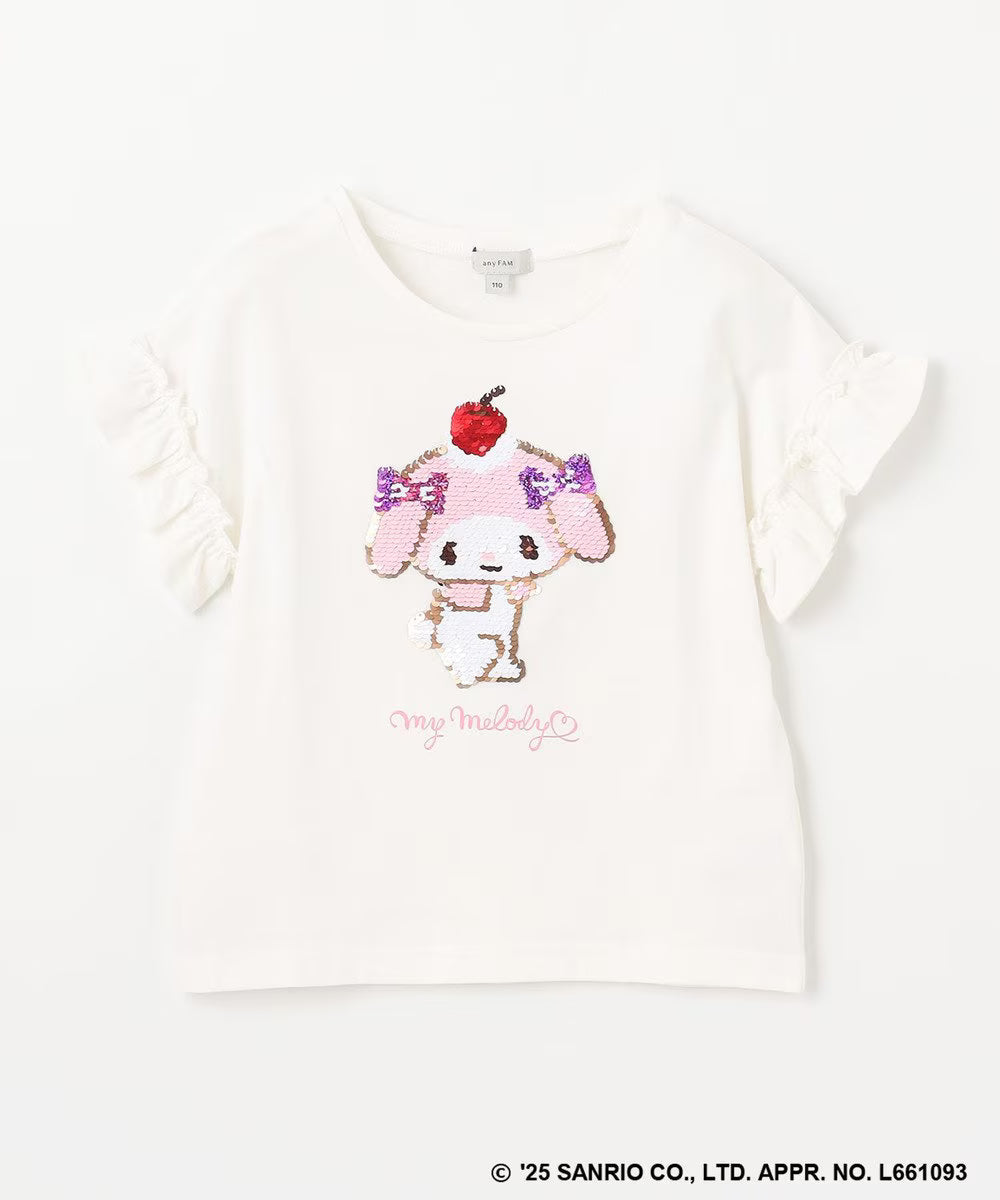 Japanese children's clothing aF#a325 x Sanrio sequin pattern top 100-150cm girls summer TOPS