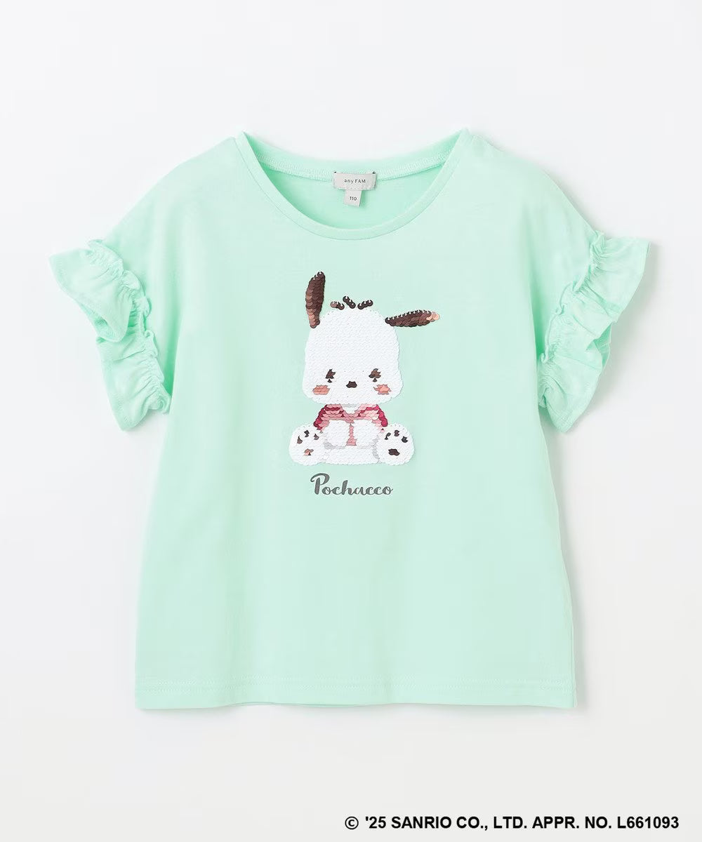 Japanese children's clothing aF#a325 x Sanrio sequin pattern top 100-150cm girls summer TOPS