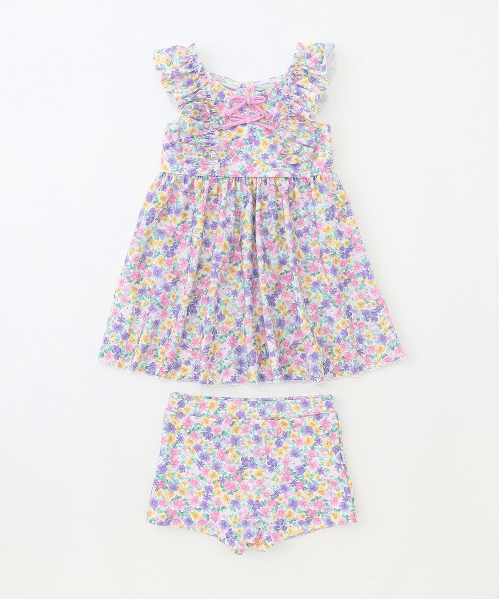Japanese children's clothing aF#a325 UV protection floral swimsuit two-piece set 100-140cm girls summer play swimsuit special edition