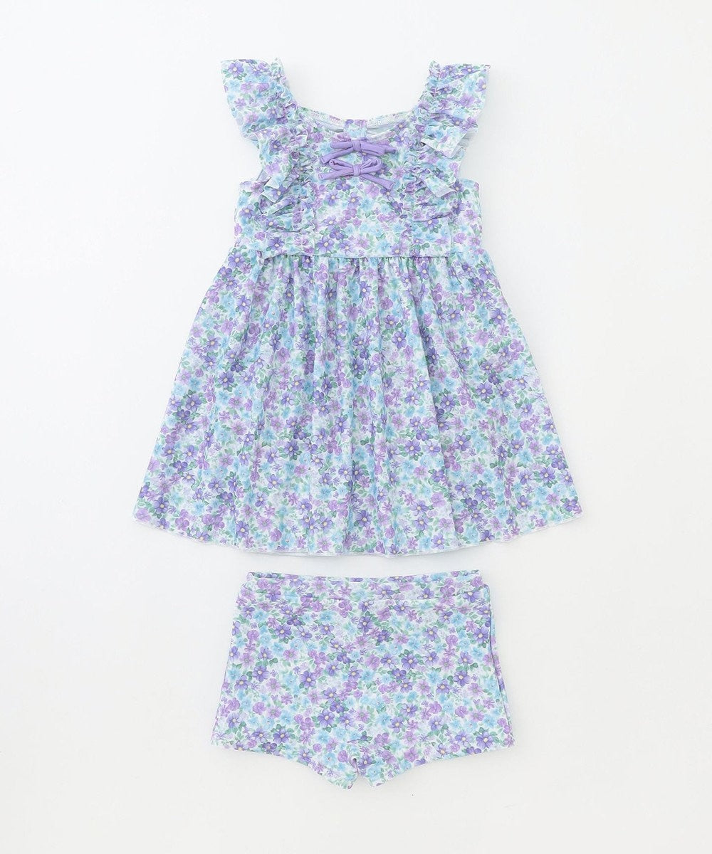 Japanese children's clothing aF#a325 UV protection floral swimsuit two-piece set 100-140cm girls summer play swimsuit special edition
