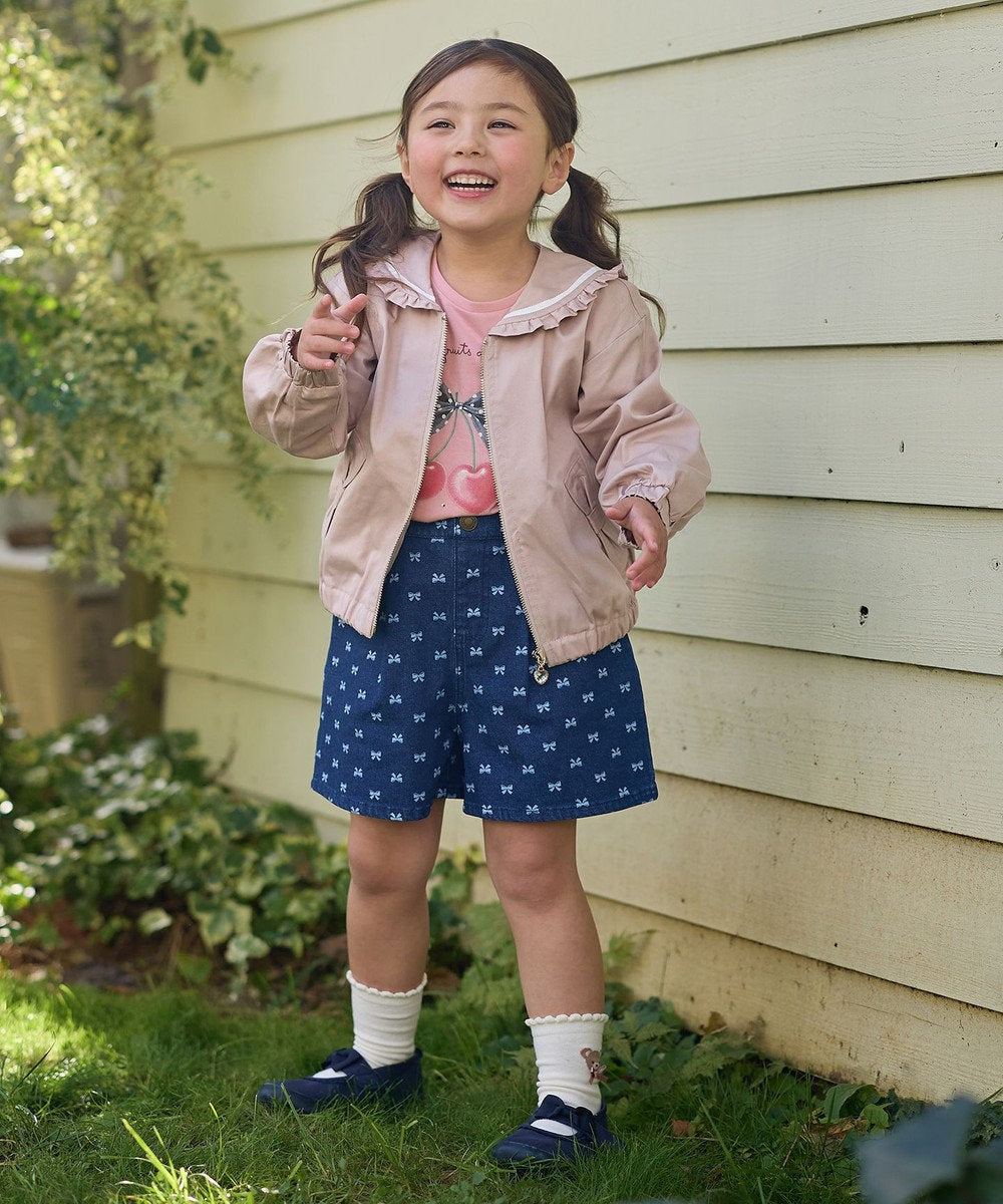 Japanese children's clothing aF#a325 denim pleated shorts 110-160cm girls summer PANTS