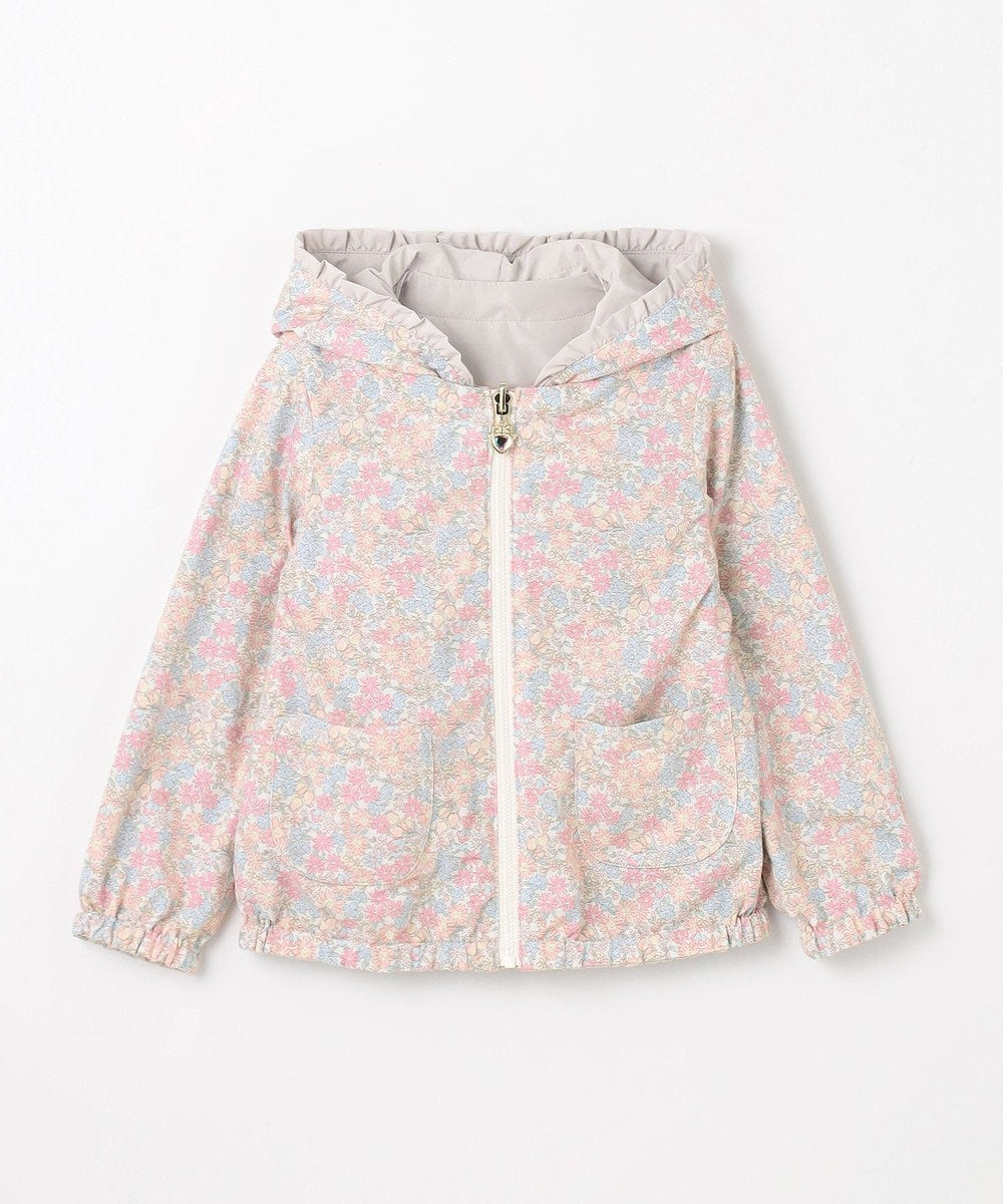 Japanese children's clothing aF#a325 2Way waterproof series double-sided two-wear cute floral lined hooded jacket 100-160cm girls summer outerwear