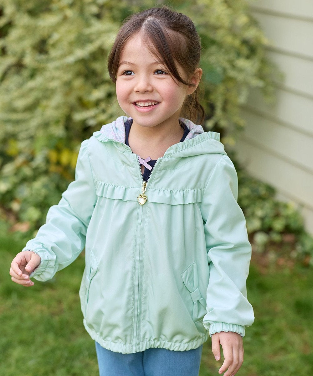 Japanese children's clothing aF#a325 2Way waterproof series double-sided two-wear cute floral lined hooded jacket 100-160cm girls summer outerwear