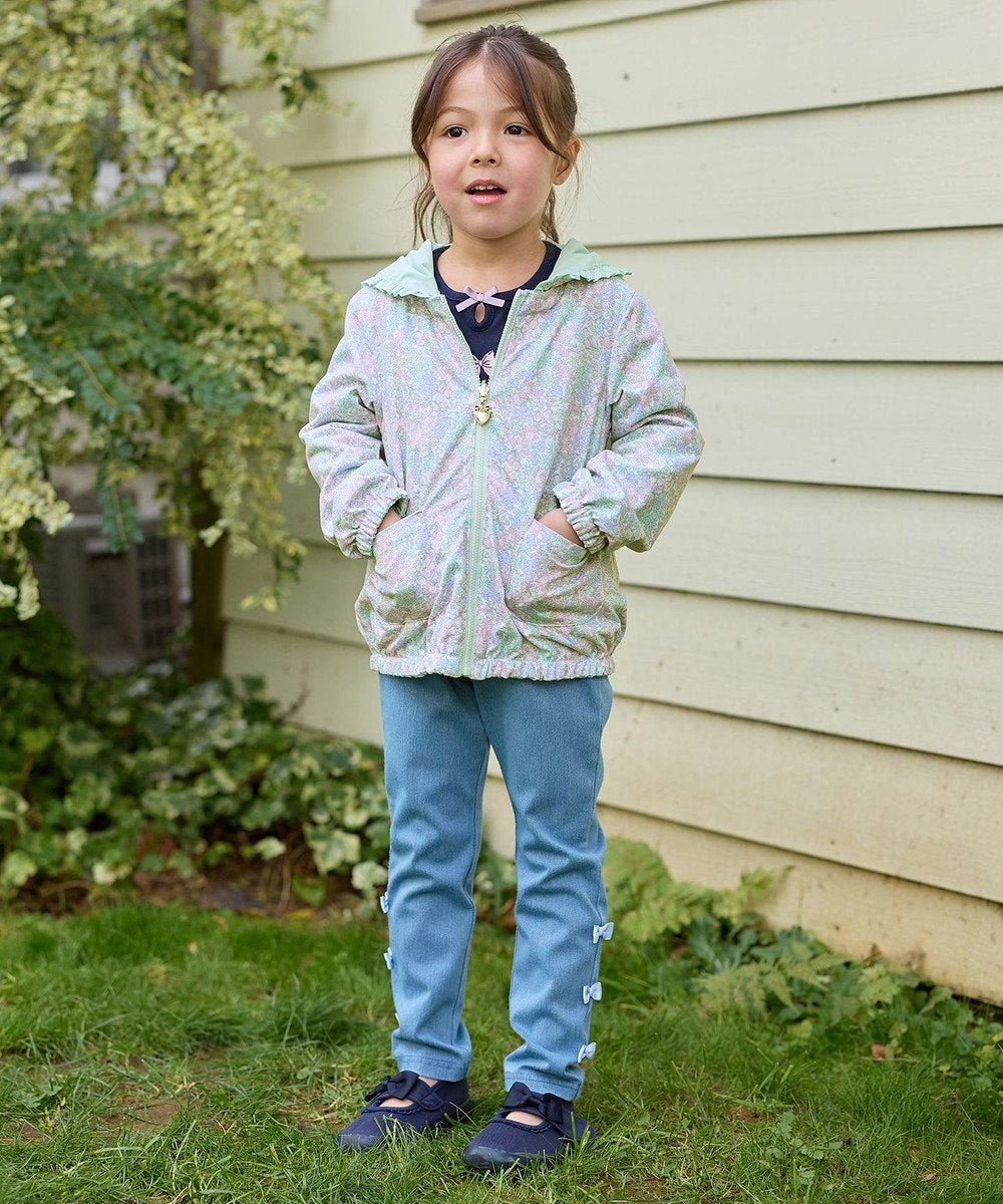 Japanese children's clothing aF#a325 2Way waterproof series double-sided two-wear cute floral lined hooded jacket 100-160cm girls summer outerwear
