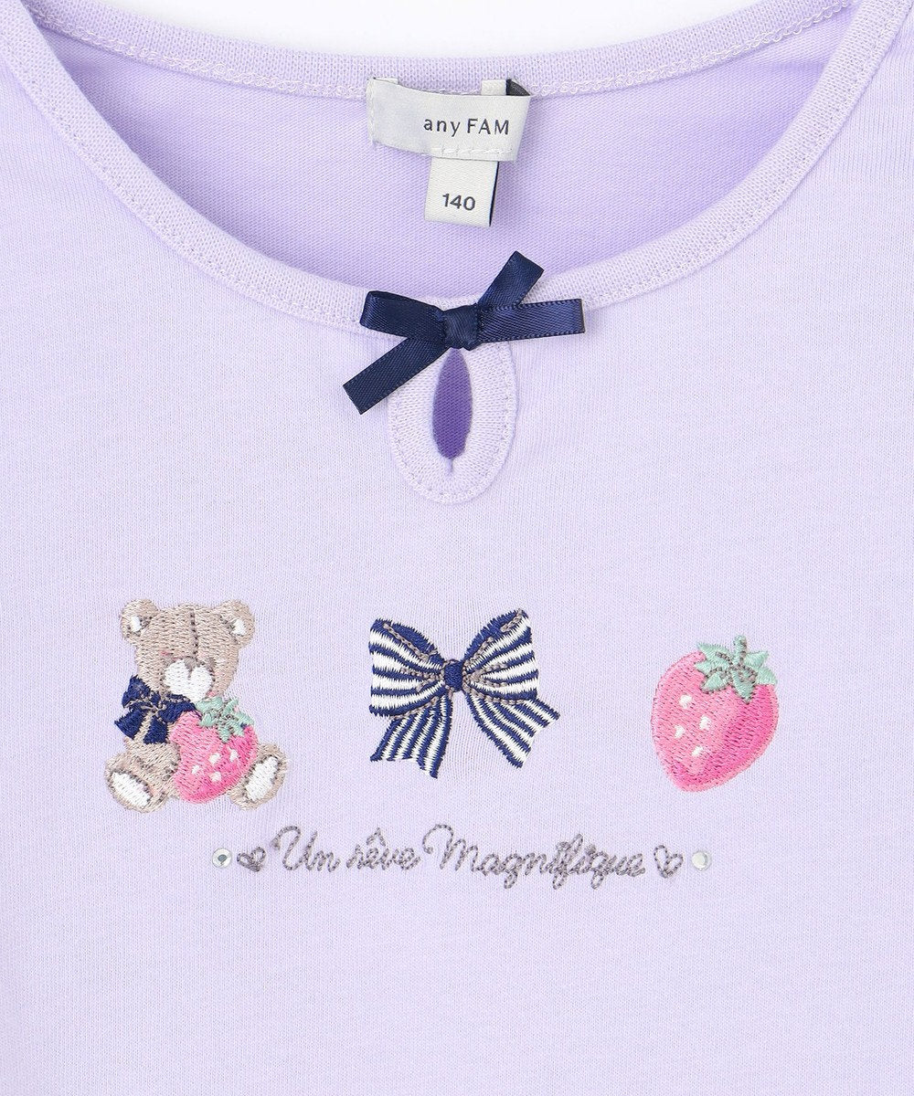 Japanese children's clothing aF#a325 cute embroidery pattern top 110-160cm girls summer TOPS