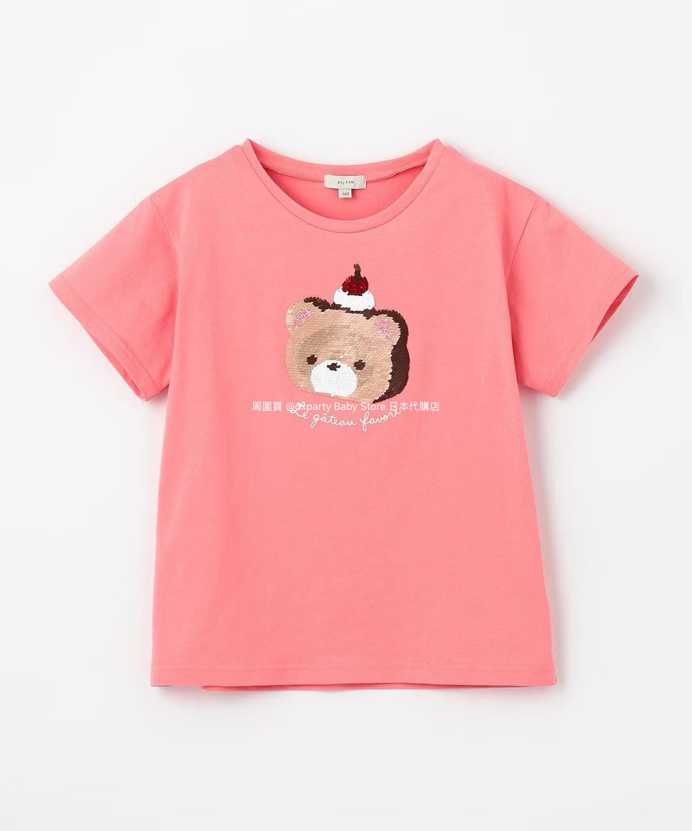 Japanese children's clothing aF#a325 sequined short-sleeved top 100-150cm girls summer TOPS