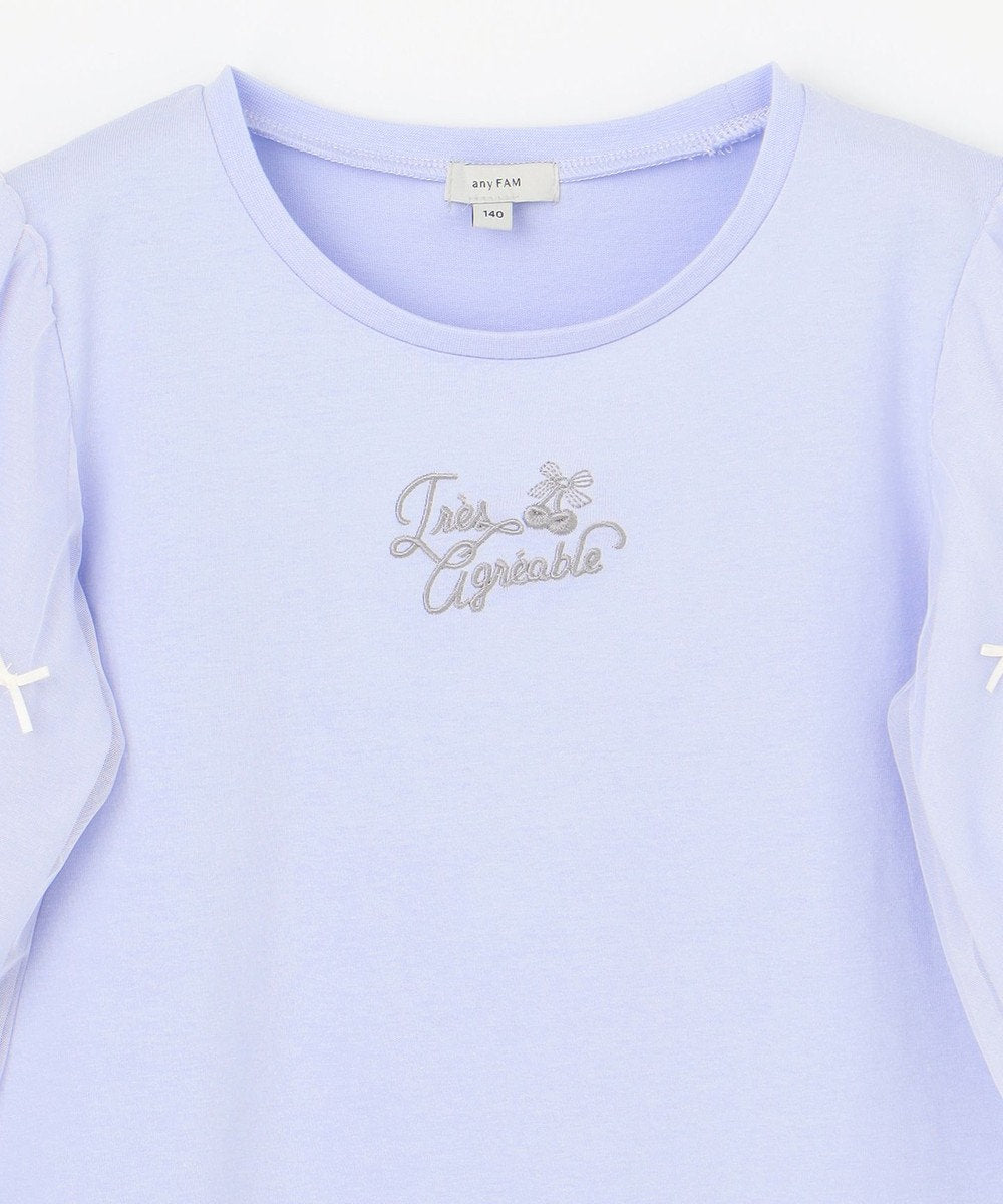 Japanese children's clothing aF#a325 Bow Puff Sleeve Top 110-160cm Girls Summer TOPS