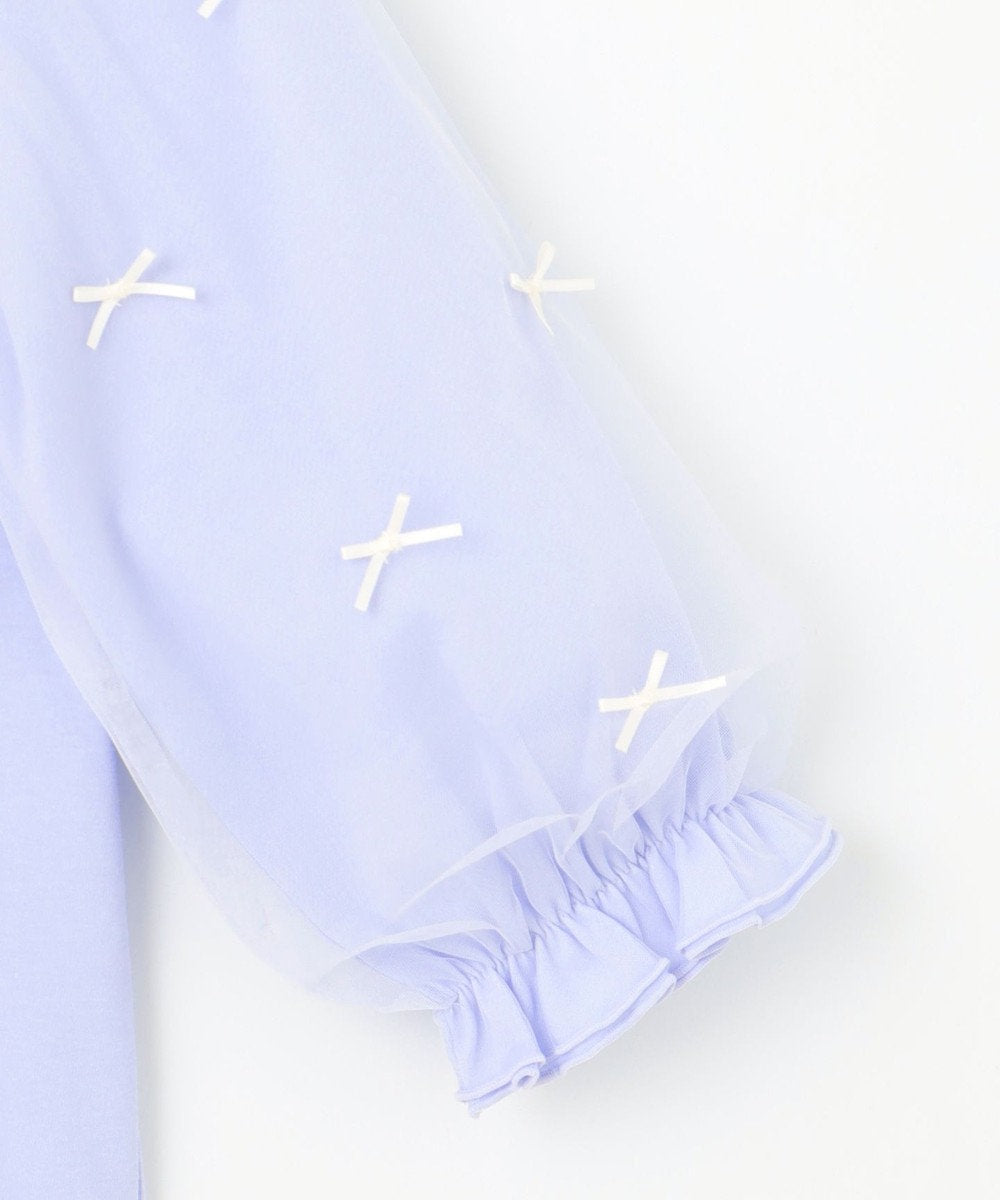 Japanese children's clothing aF#a325 Bow Puff Sleeve Top 110-160cm Girls Summer TOPS