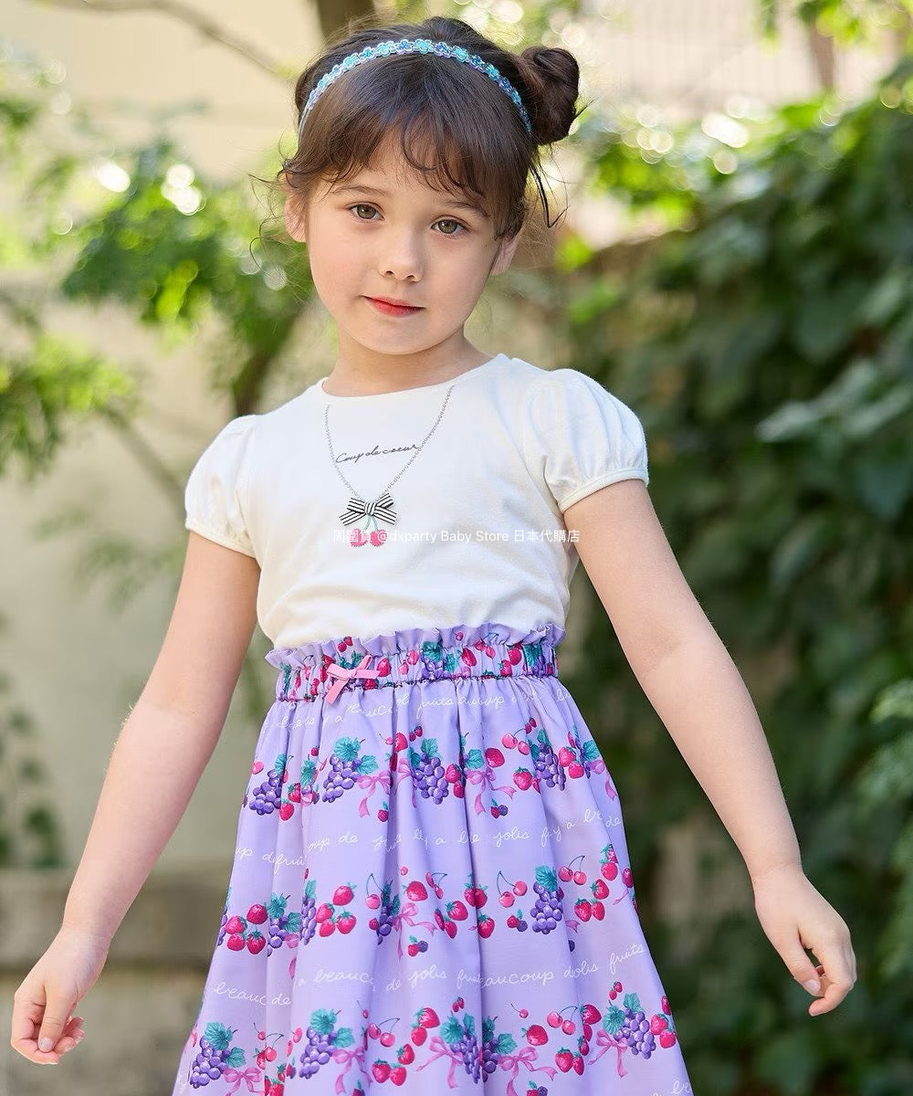 Japanese children's clothing aF#a325 necklace pattern short-sleeved top 90-160cm girls summer TOPS