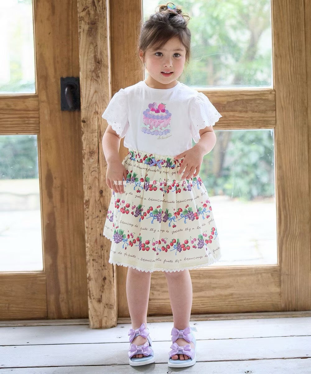 Japanese children's clothing aF#a325 printed fruit skirt 100-150cm girls summer SKIRTS