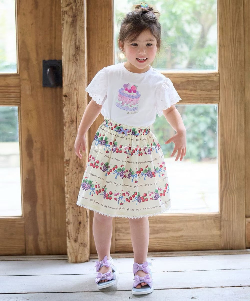 Japanese children's clothing aF#a325 printed fruit skirt 100-150cm girls summer SKIRTS