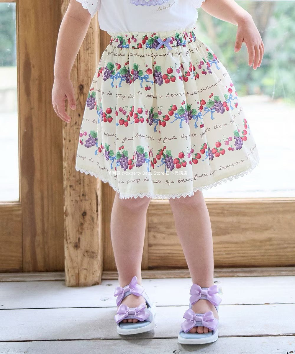 Japanese children's clothing aF#a325 printed fruit skirt 100-150cm girls summer SKIRTS
