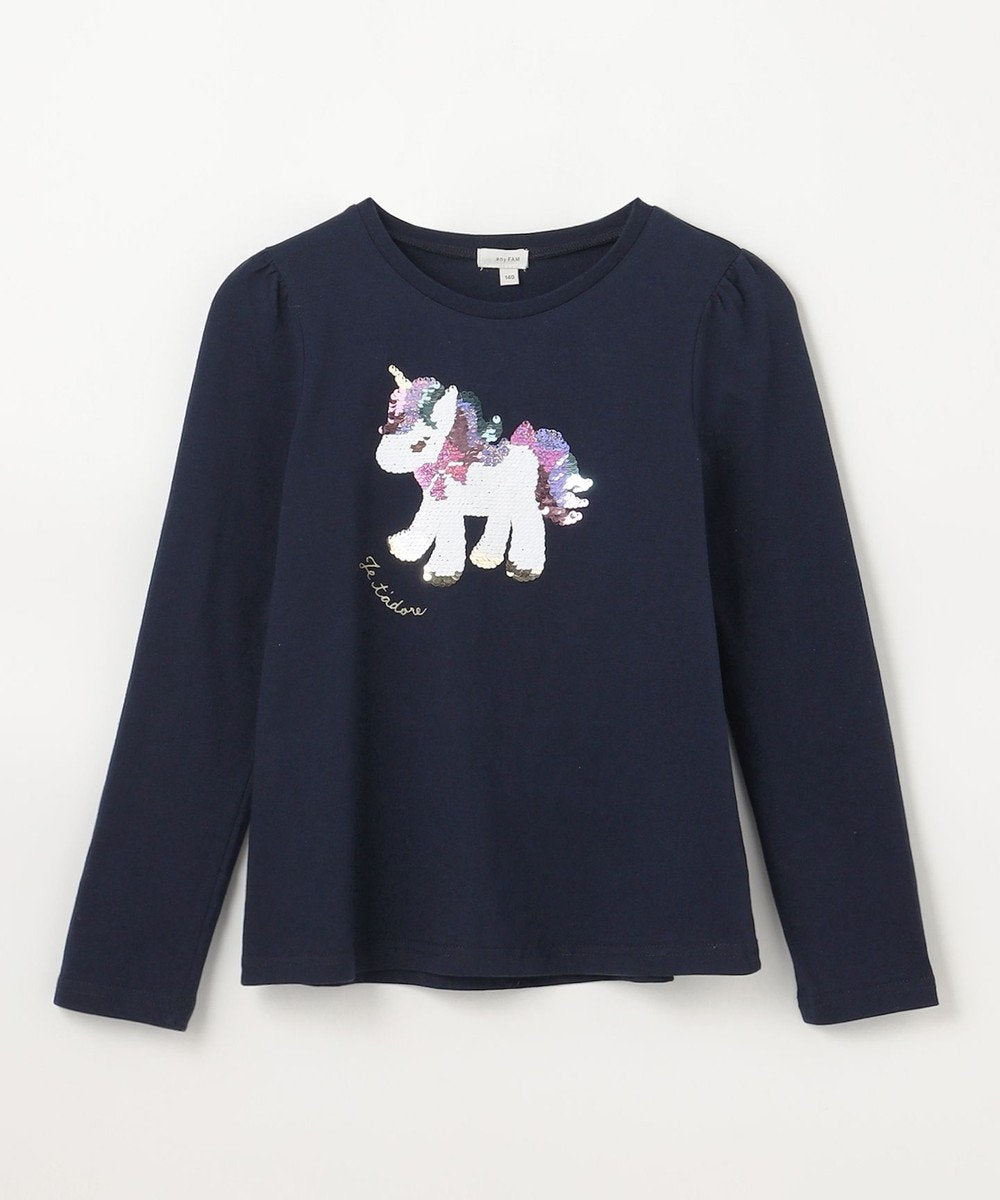 Japanese children's clothing aF#a325 double-sided sequined print top 100-140cm girls summer TOPS