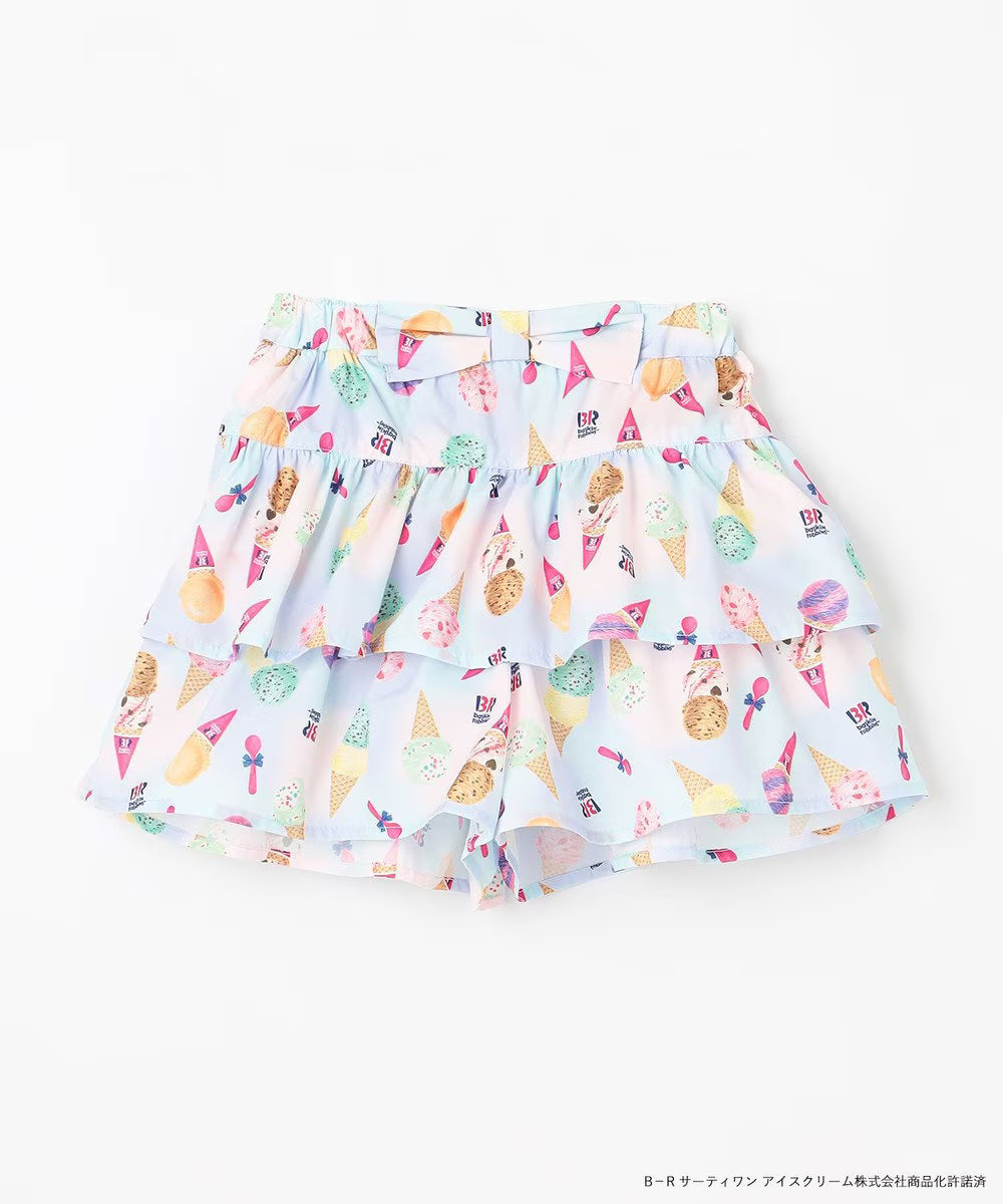 Japanese children's clothing aF#a325 x Baskin-Robbins layered ice cream culottes 100-140cm girls summer PANTS