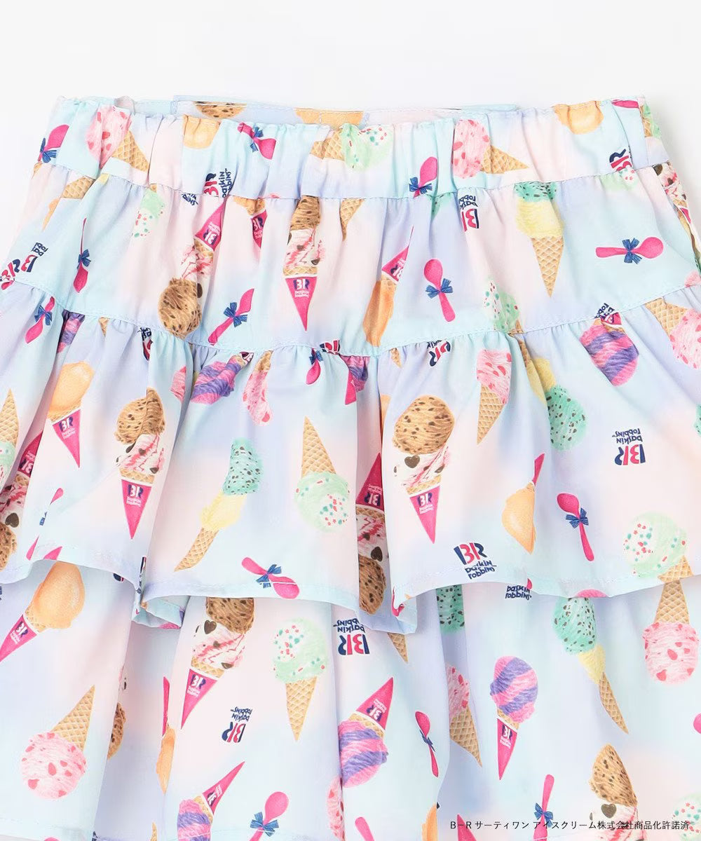 Japanese children's clothing aF#a325 x Baskin-Robbins layered ice cream culottes 100-140cm girls summer PANTS