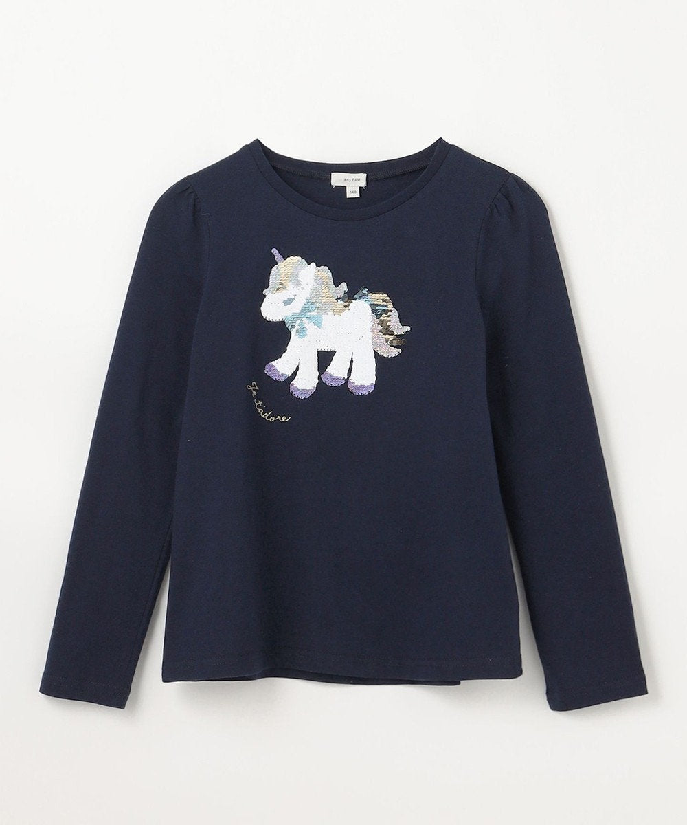 Japanese children's clothing aF#a325 double-sided sequined print top 100-140cm girls summer TOPS