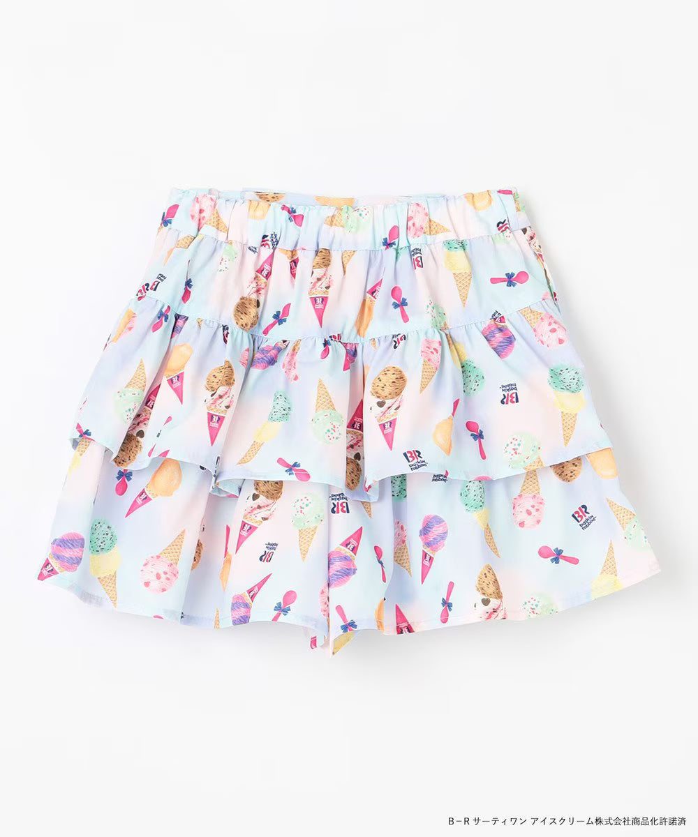 Japanese children's clothing aF#a325 x Baskin-Robbins layered ice cream culottes 100-140cm girls summer PANTS