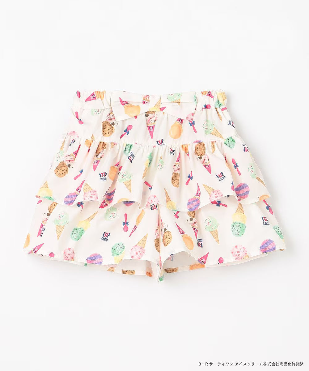 Japanese children's clothing aF#a325 x Baskin-Robbins layered ice cream culottes 100-140cm girls summer PANTS