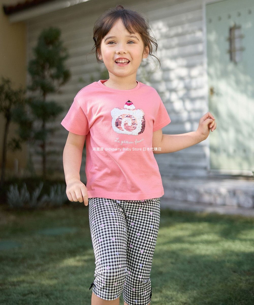 Japanese children's clothing aF#a325 sequined short-sleeved top 100-150cm girls summer TOPS