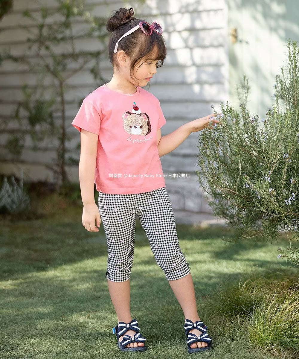 Japanese children's clothing aF#a325 sequined short-sleeved top 100-150cm girls summer TOPS